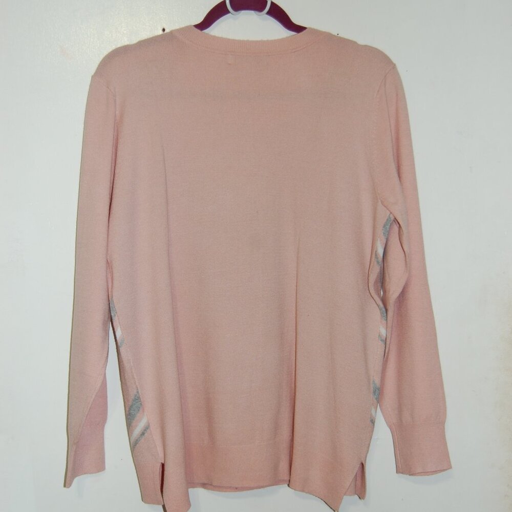 Liz Claiborne, Chevron stripe, pink sweater - Picture 2 of 8